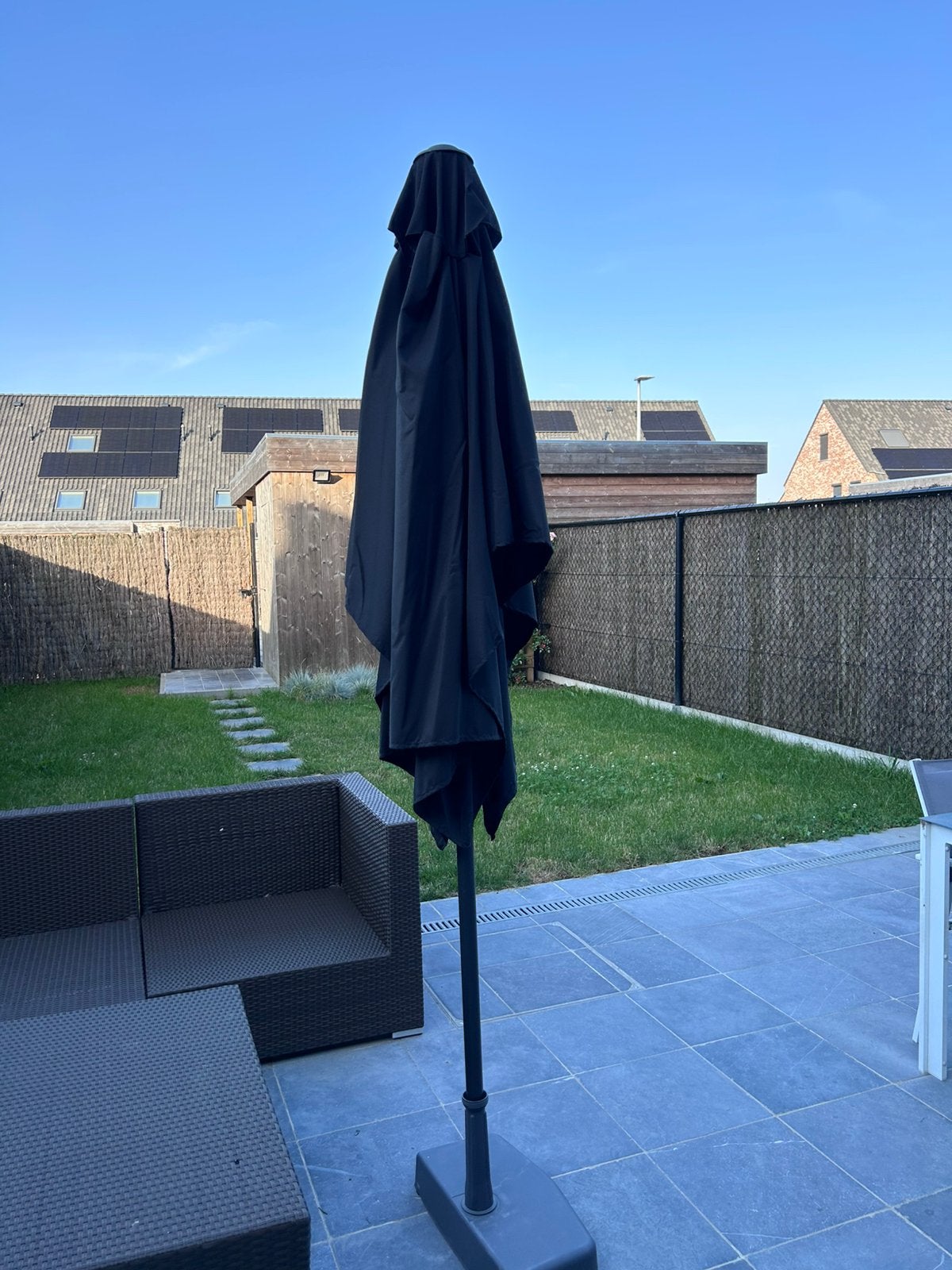 Handson balkonparasol 1,5x2,5 m met hendel, 1 à 2 mètres, Comme neuf, Enlèvement, Inclinable