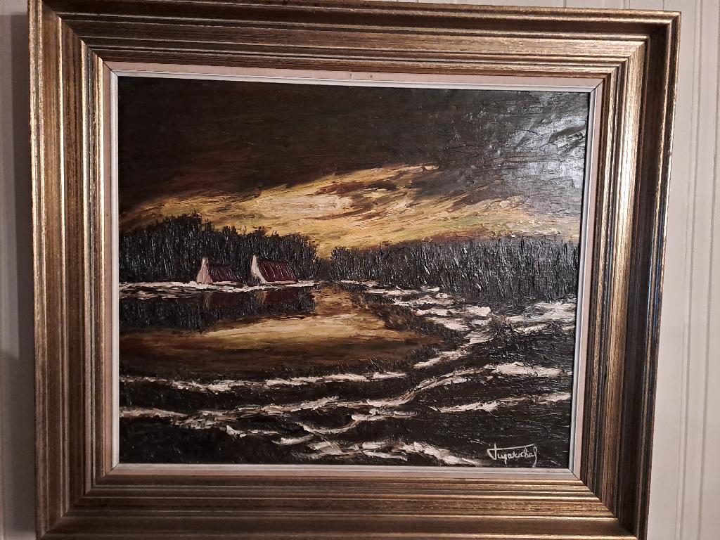 Schilderij sneeuwlandschap, Huis en Inrichting, Woonaccessoires | Schilderijen, Tekeningen en Foto's, Ophalen, Schilderij