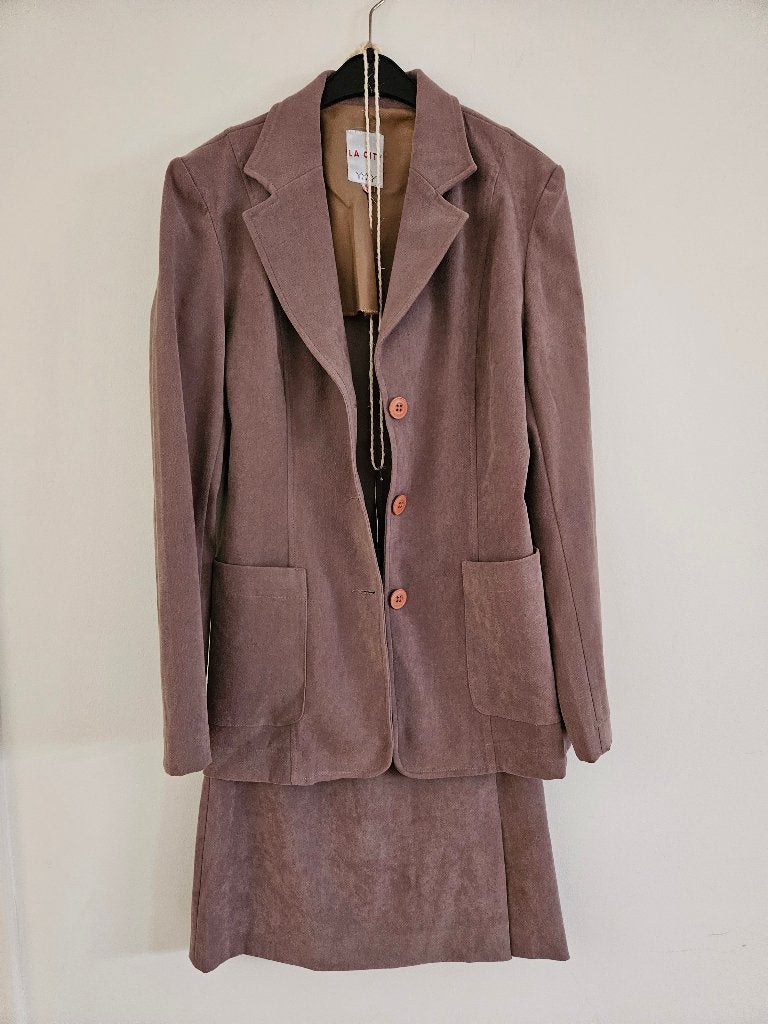 Tailleur Jupe Vintage 90s - La City - Taille 1, Enlèvement ou Envoi, Autres types, Brun, La city