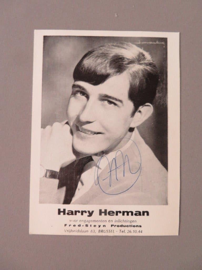 gesigneerde fankaart Harry Herman , Fred & Steyn prod. Bxl, Verzamelen, Ophalen of Verzenden, Zo goed als nieuw, Foto of Kaart