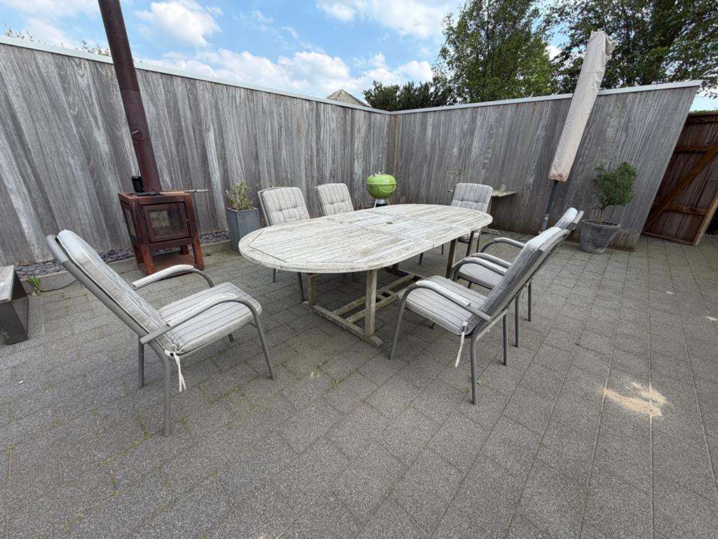Tuinset Teak met aluminium stoelen, Ophalen of Verzenden, Zo goed als nieuw, Aluminium, Tuinset