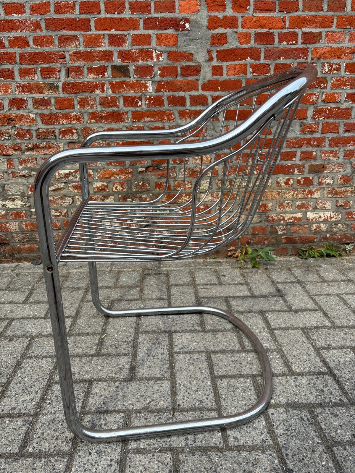 Cantilevered Chrome Design stoelen Gastone Rinaldi space age, Huis en Inrichting, Ophalen, Zo goed als nieuw, Leer