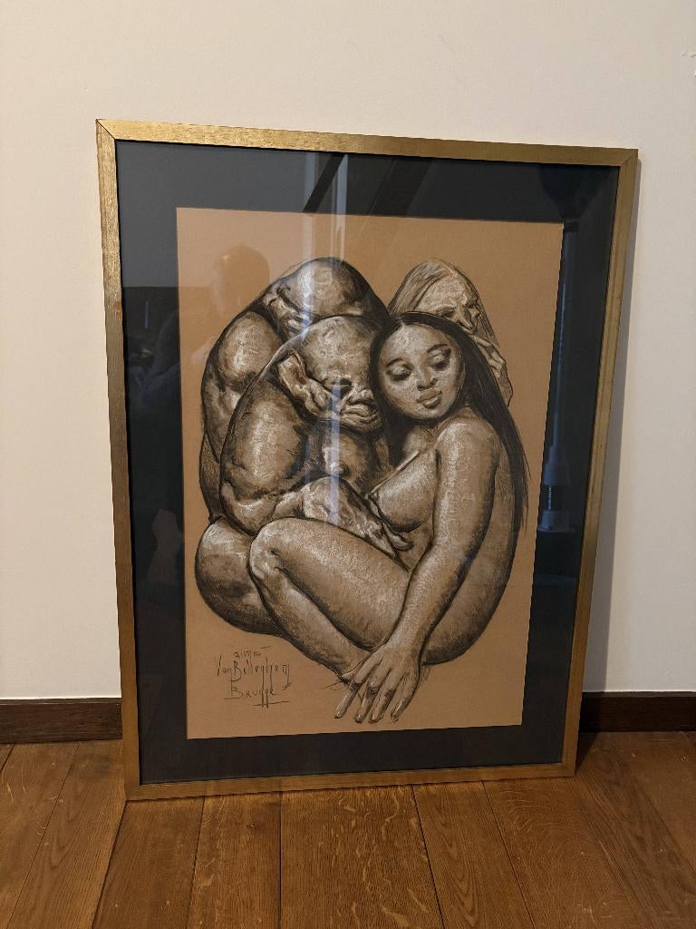Kunst tekening  Vlaamse Kunstschilder Van Belleghem, Enlèvement