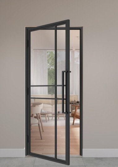 Portes en acier, portes pivotantes et portes coulissantes., Bricolage & Construction, Enlèvement ou Envoi, Neuf, Verre, Porte intérieure
