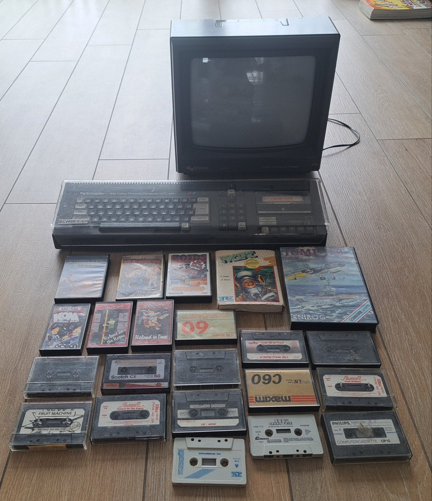 Spelcomputer: Schneider + games ( compleet), Games en Spelcomputers, Spelcomputers | Overige, Ophalen of Verzenden, Gebruikt