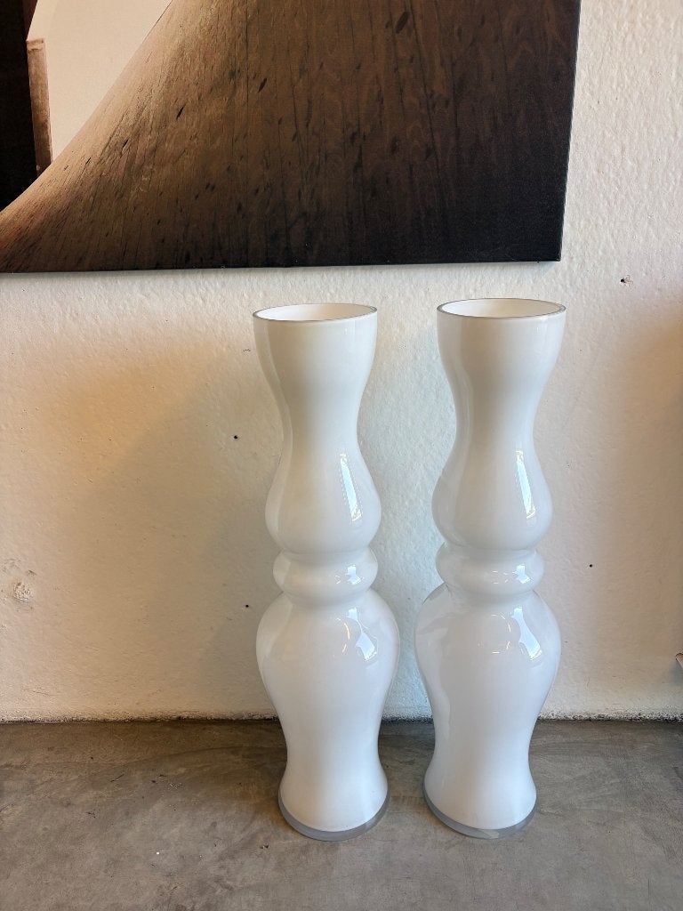 Glazen vaas, Comme neuf, Verre, Blanc, Enlèvement