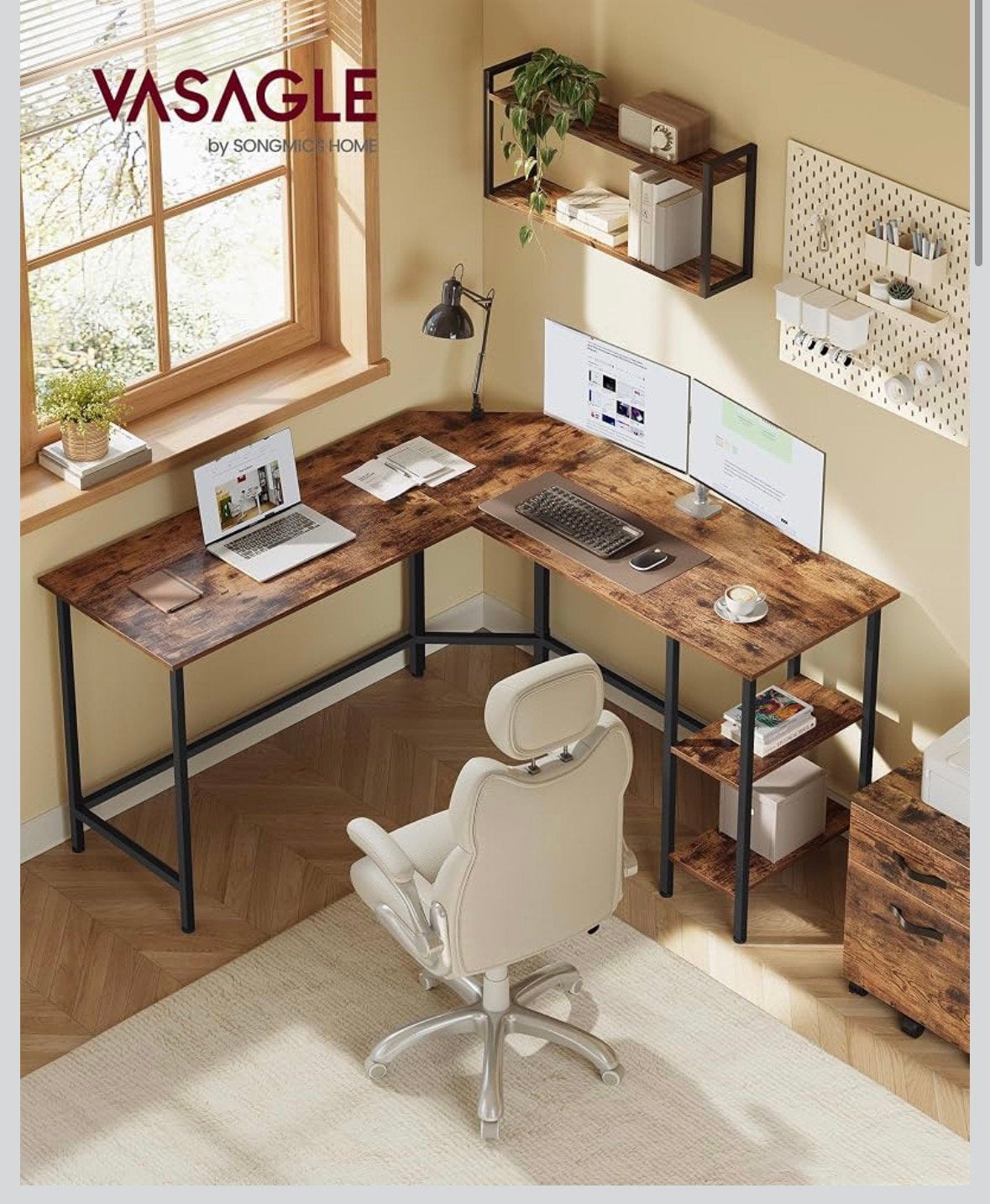 Bureau d’angle, Maison & Meubles, Autres marques, Comme neuf, Brun, Industriel