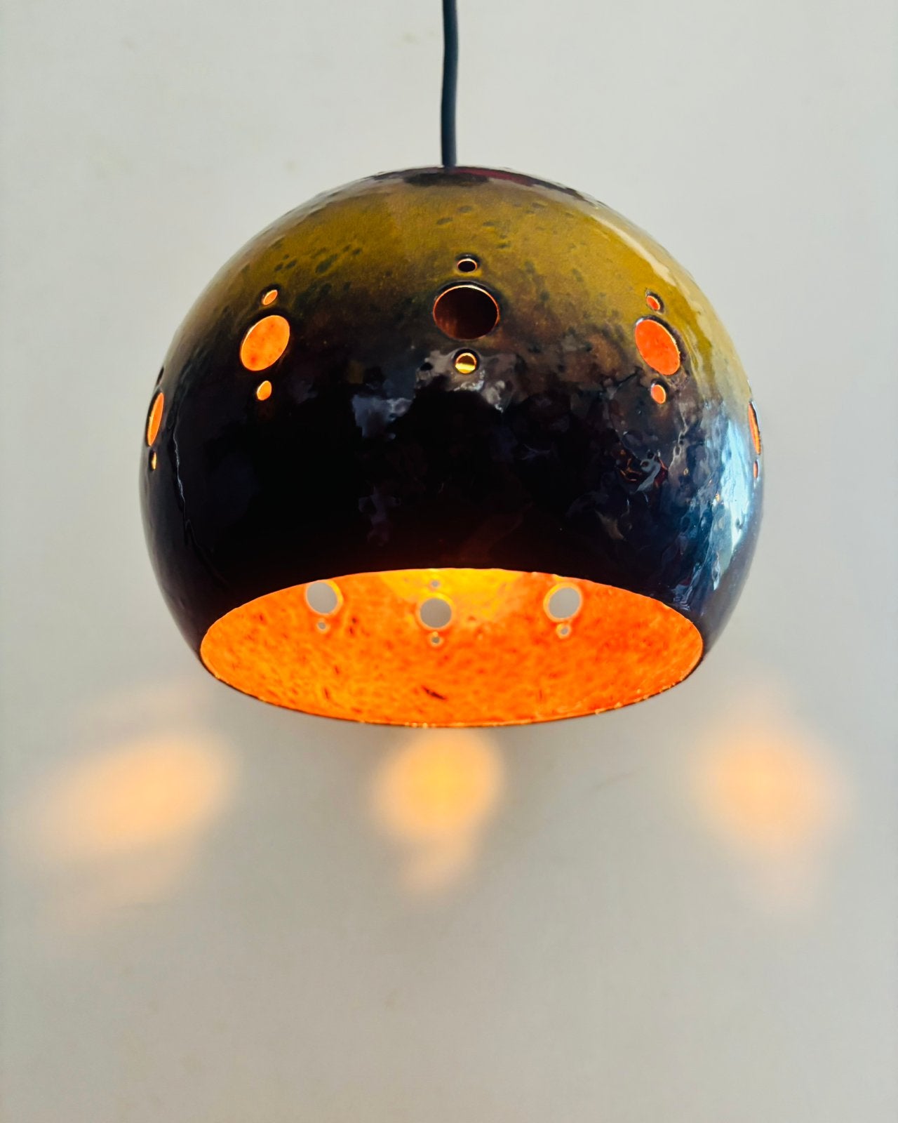 vintage geëmailleerde hanglamp, Ophalen of Verzenden, Zo goed als nieuw