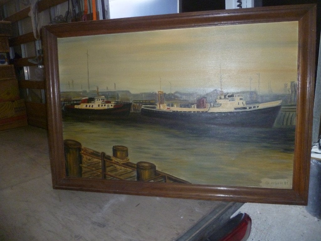 GROOTE OUDE SCHILDERIJ OP DOEK, Antiek en Kunst, Ophalen
