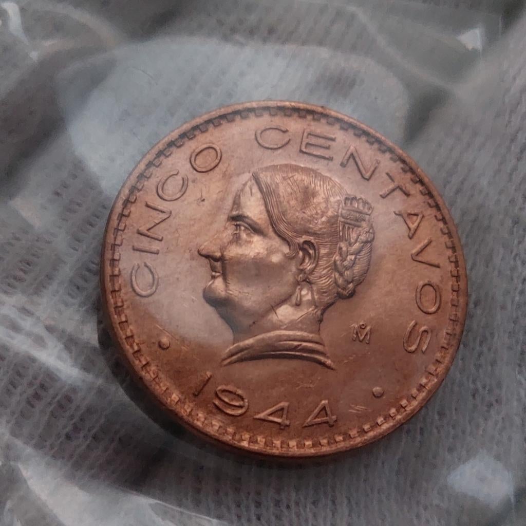 Munt / Mexico / Cinco Centavos / 1944 / Prachtig, Postzegels en Munten, Munten | Amerika, Ophalen of Verzenden, Zuid-Amerika, Losse munt