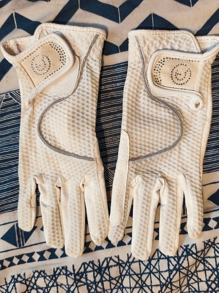 Gants Blancs "Anky" d'équitation (7.5), Dieren en Toebehoren, Ophalen, Gebruikt, L, Dressuur