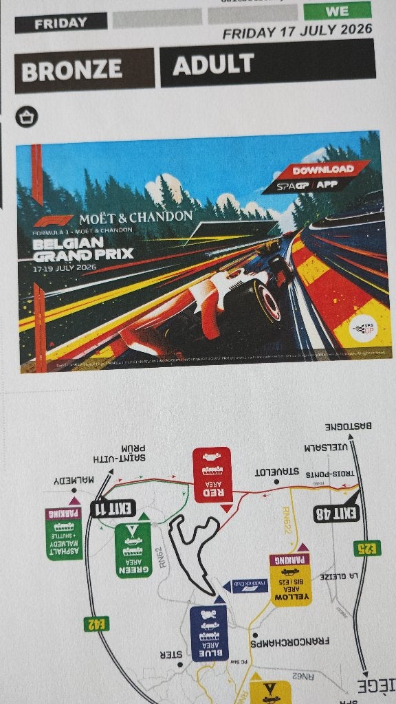 ticket BRONZE F1 Spa vrijdag (2x adult, 1x kind), Trois personnes ou plus