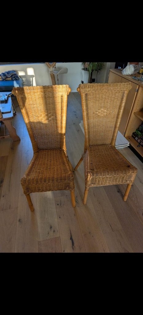 stoel, Ophalen, Twee, Bruin, Riet of Rotan