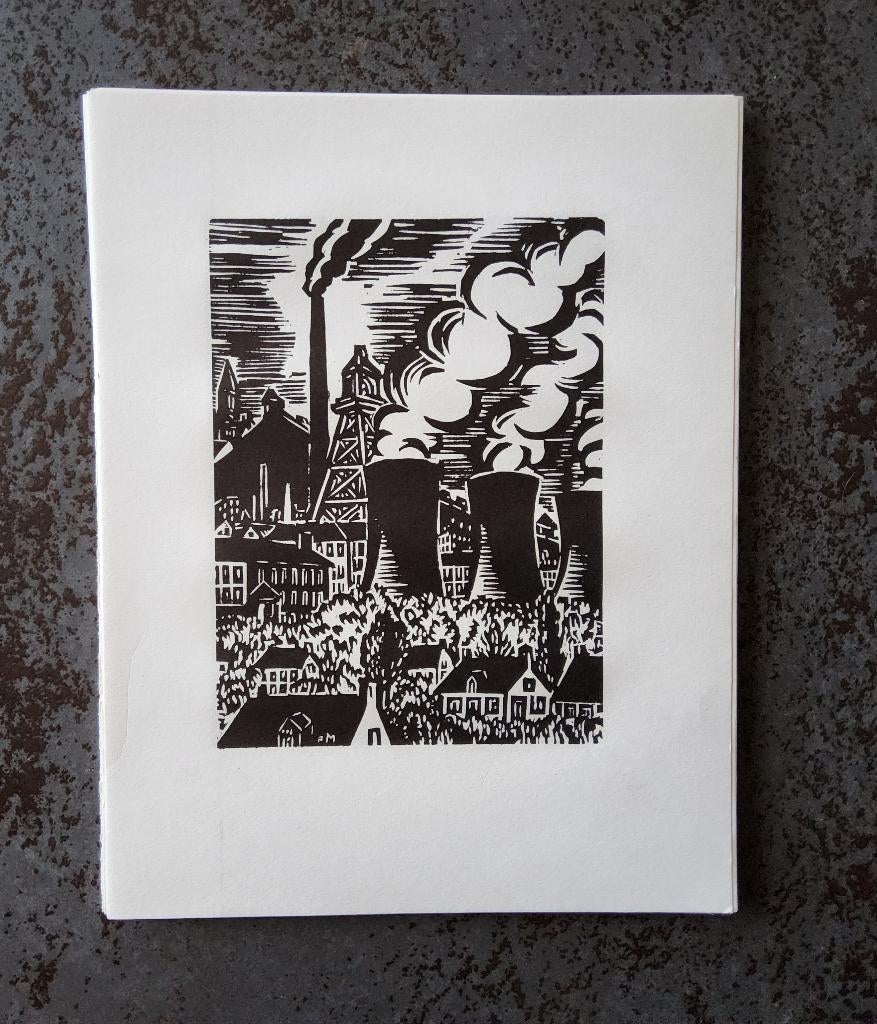 Houtsnede Steenkoolmijnen in Limburg door Frans Masereel, Antiek en Kunst, Dagelijks leven, 1950 - 1999, 18 cm, Ingelijst