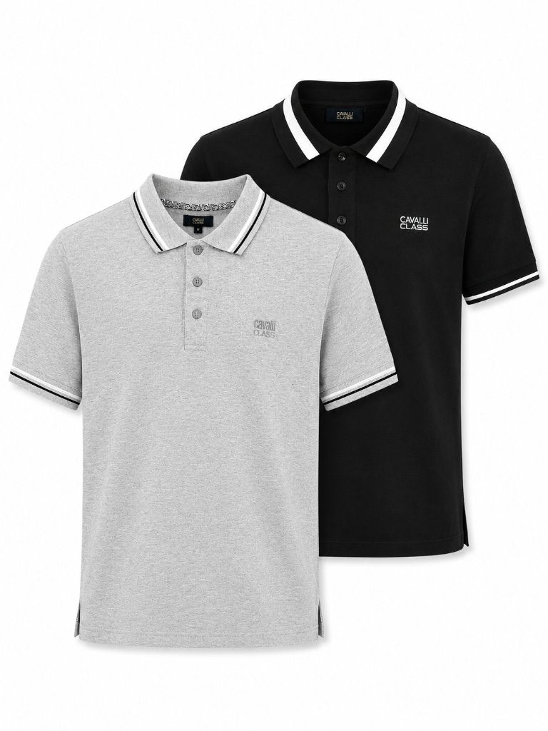 Cavalli Class Polo - Heren - 2pack black, grey, Kleding | Heren, Polo's, Zwart, Nieuw, Overige maten, Ophalen of Verzenden