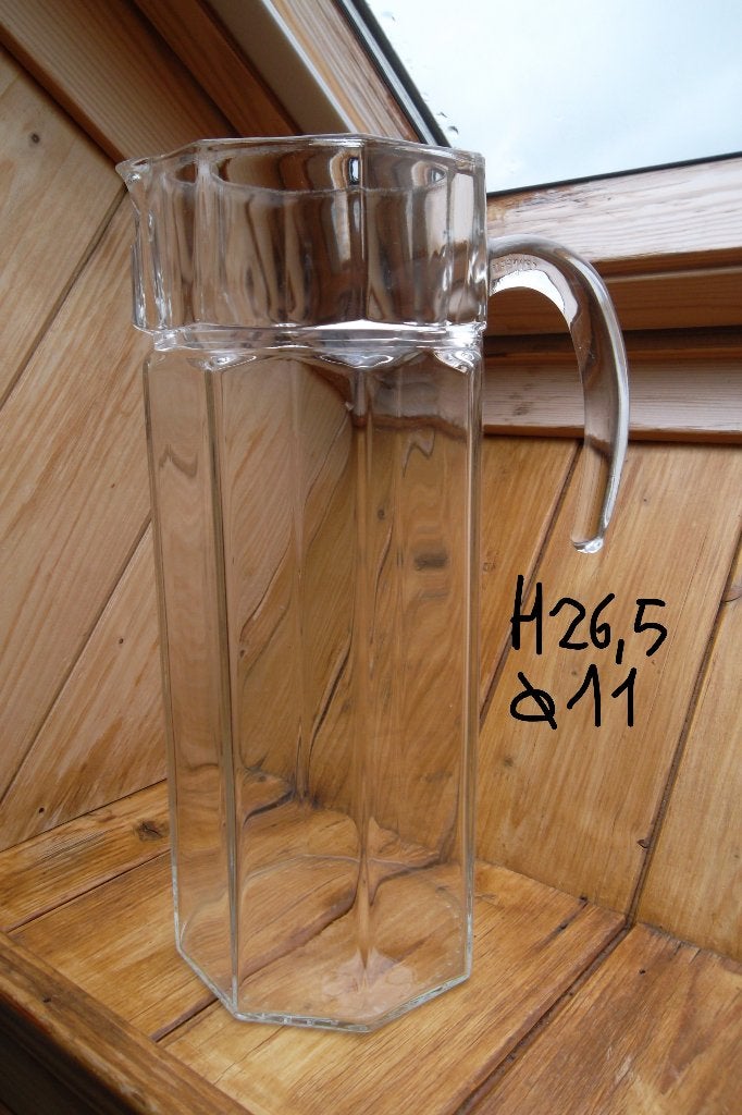 Grote glazen schenkkan, Maison & Meubles, Cuisine | Vaisselle, Enlèvement ou Envoi, Comme neuf, Verre, Pichet