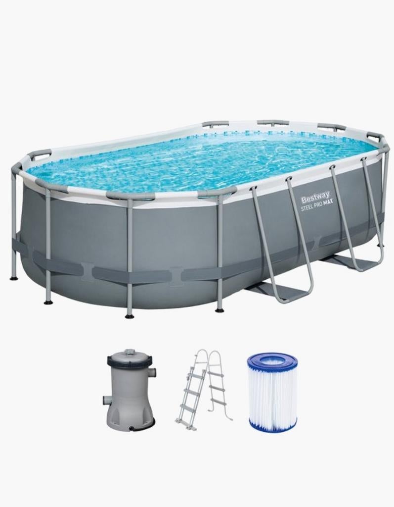 Bestway power steel zwembad 427x250x100, Ophalen, 200 tot 300 cm, 80 tot 120 cm, Ovaal