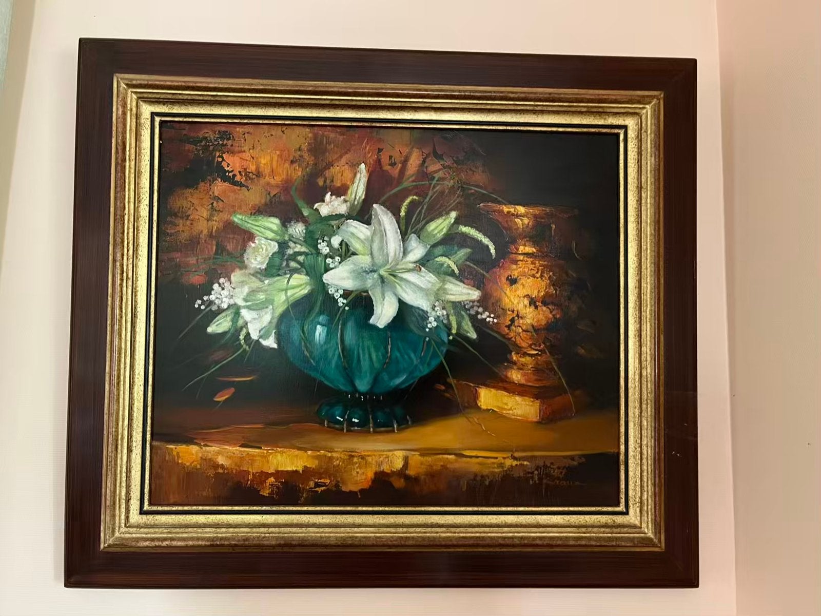 Tableau fleurs de liliane PROUX, Peinture à l'huile, Signé, Enlèvement, Fleurs