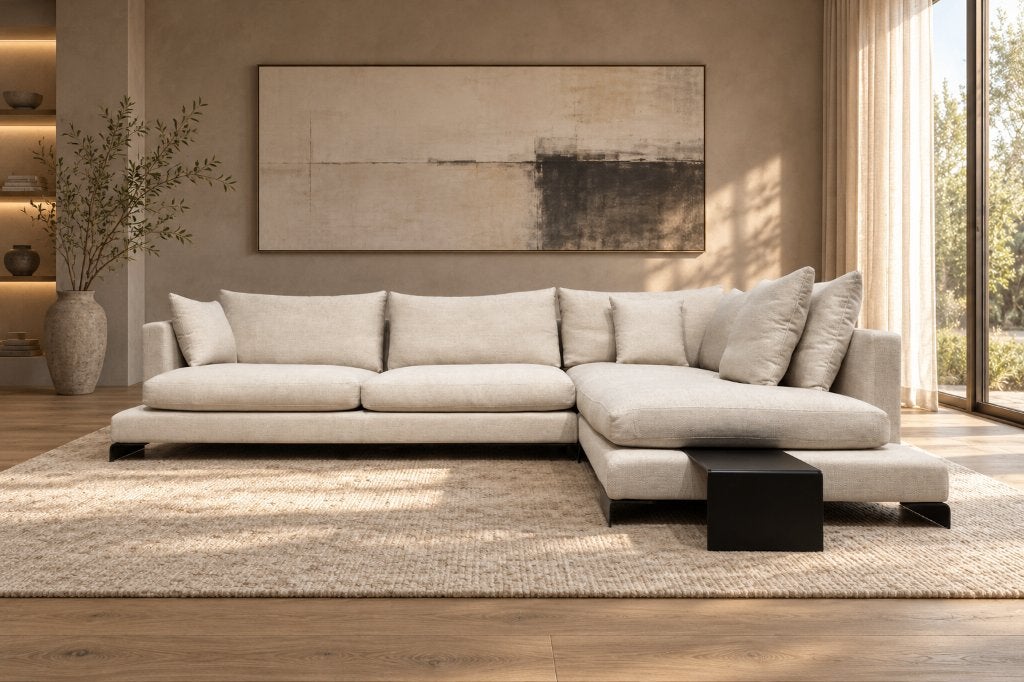 NIEUW Flexform Long Island Ecru + GARANTIE | NP €20.000, Huis en Inrichting, Design Bank Bankstel Zetel Hoekbank Flexform, Hoekbank