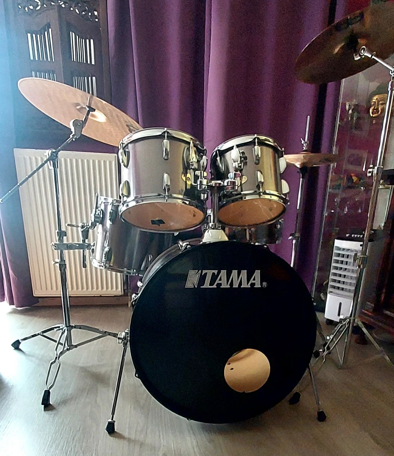 TAMA SWINGSTAR COMPLÈTE EN ALU BROSSÉ PARFAIT ÉTAT, Musique & Instruments, Batteries & Percussions, Enlèvement, Tama