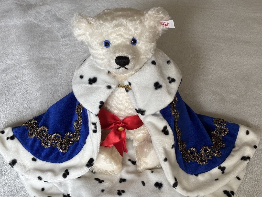 STEIFF – Koning Ludwig II met zwaan, Verzamelen, Beren en Cherished Teddies, Ophalen of Verzenden, Zo goed als nieuw, Stoffen beer