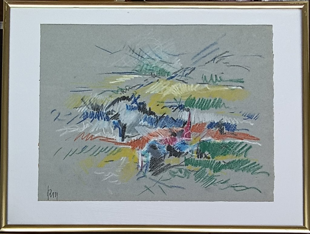 René Mels (1909-1977): Abstractie 2 (41 x 31 cm), Ophalen of Verzenden, Abstract, Pastel