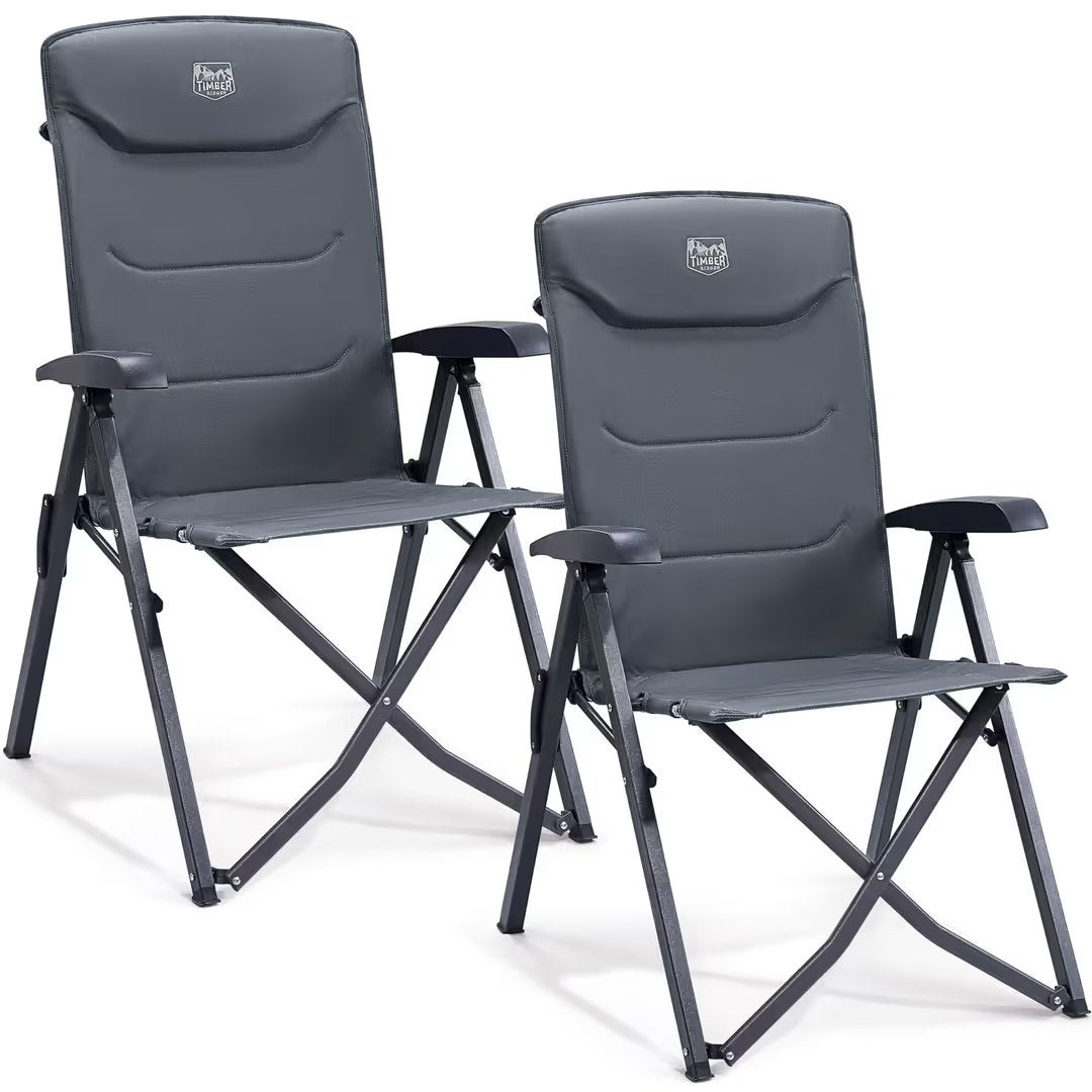 Fauteuil de camping TIMBER RIDGE, 2, gris, 150 kg, pliable, Caravanes & Camping, Enlèvement ou Envoi, Neuf, Chaise de camping