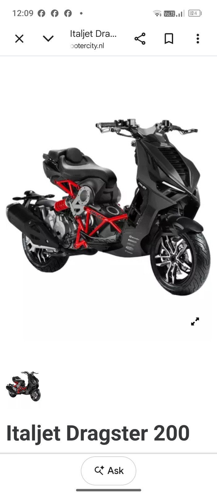 Italjet dragster 200cc, Ophalen, Overige modellen, Zo goed als nieuw, 200 cc