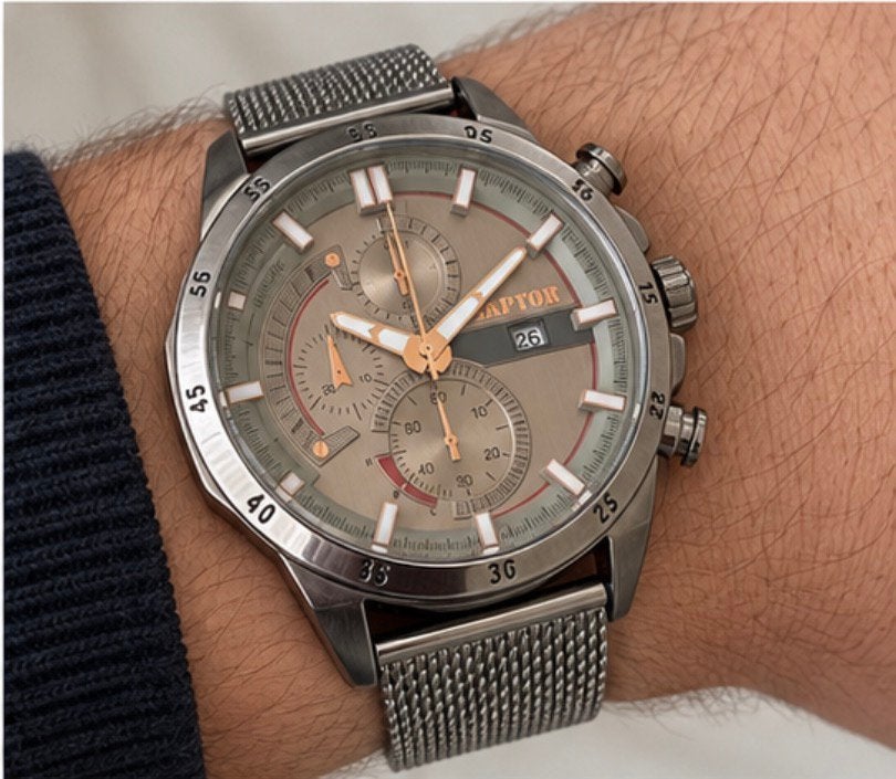 Montre Raptor — bracelet en maille — titane — comme neuve, Enlèvement ou Envoi, Comme neuf