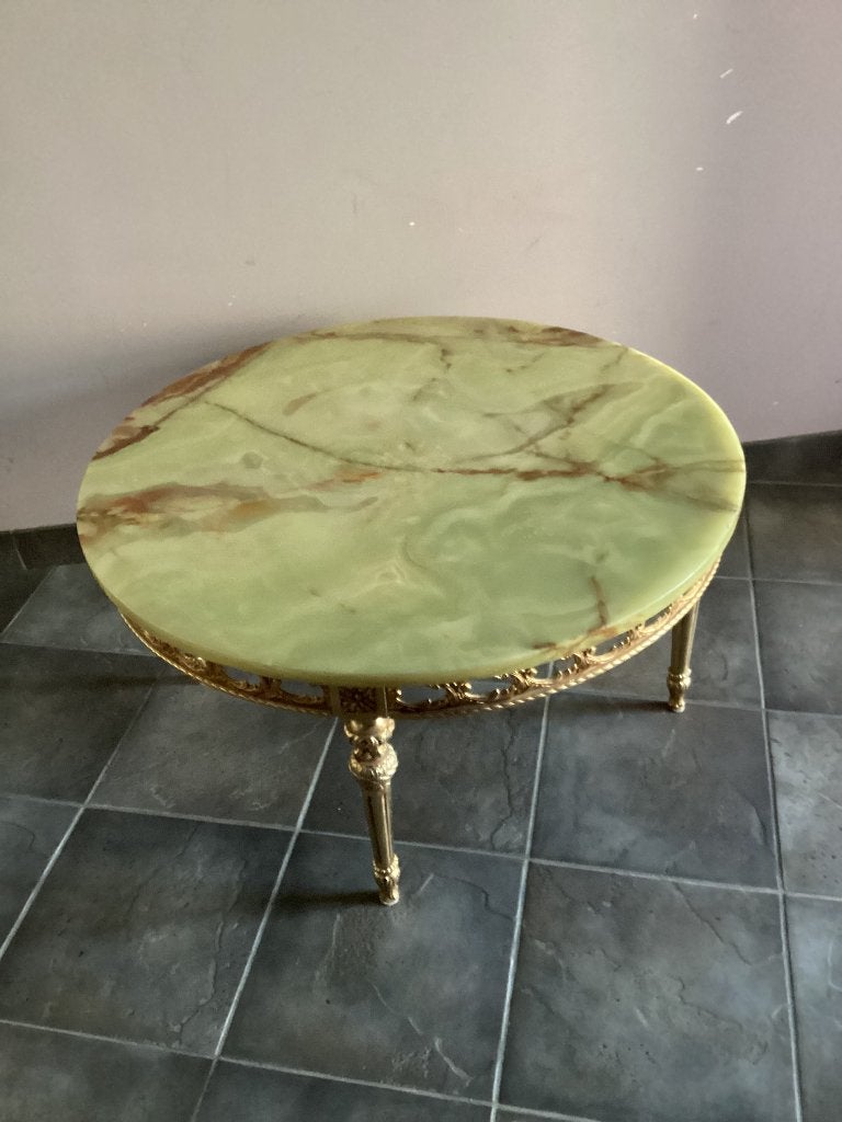 Ronde Salontafel met marmeren blad, Huis en Inrichting, Ophalen, Gebruikt, Rond, Metaal