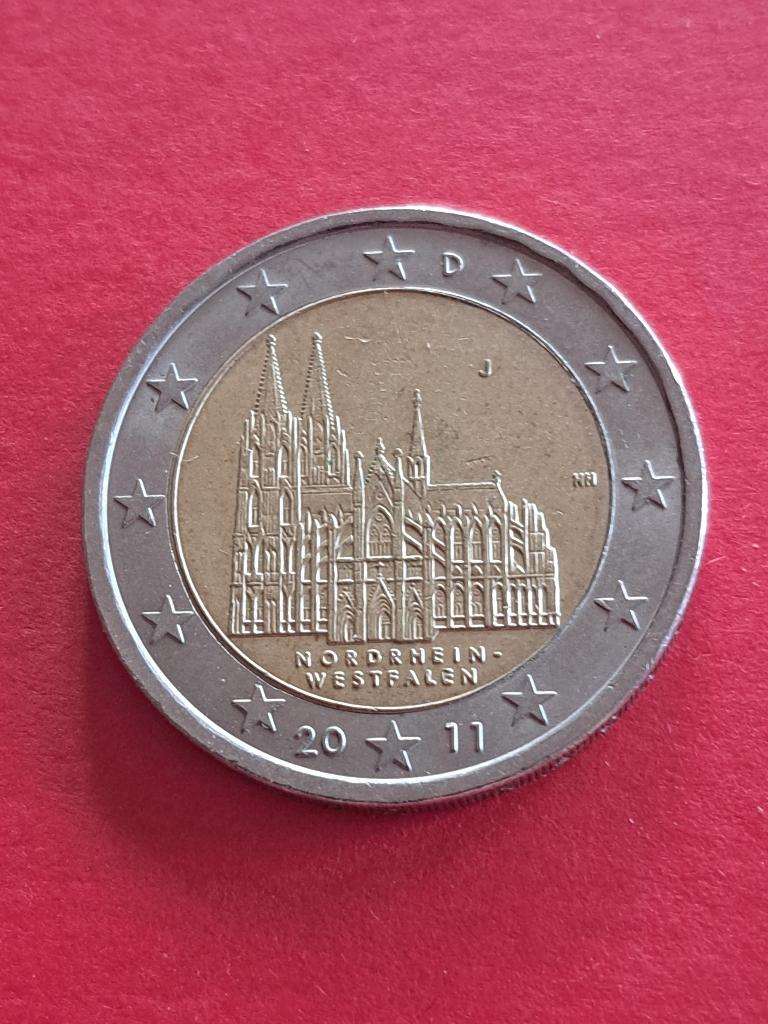 2011 J Allemagne 2 euros Rhénanie Nord-Westphalie Hambourg, Envoi, Allemagne, 2 euros, Monnaie en vrac