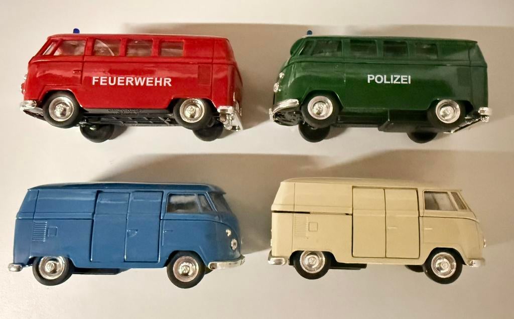 4 Welly Volkswagen T1 busjes 1:34-1:36, Ophalen of Verzenden, Zo goed als nieuw, Bus of Vrachtwagen, Overige merken