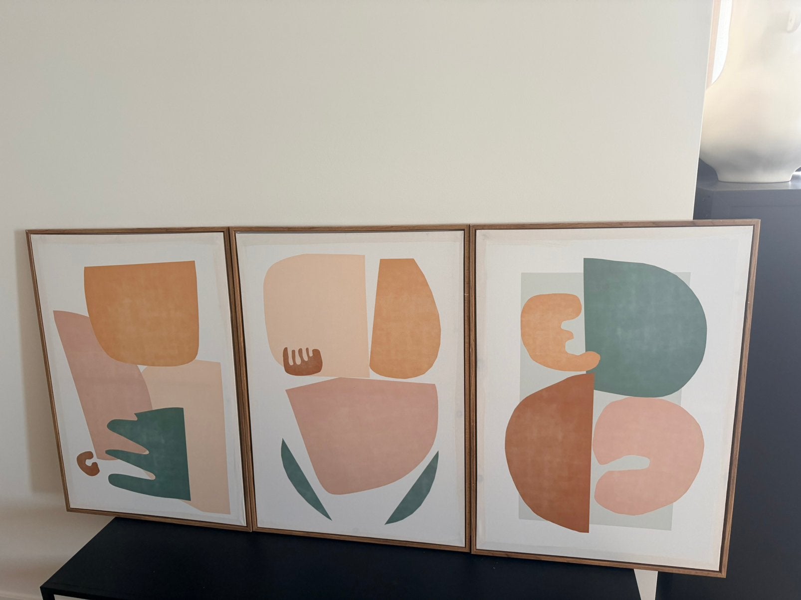 Tableaux abstraits encadrés – 40x70 cm (lot de 3), Enlèvement