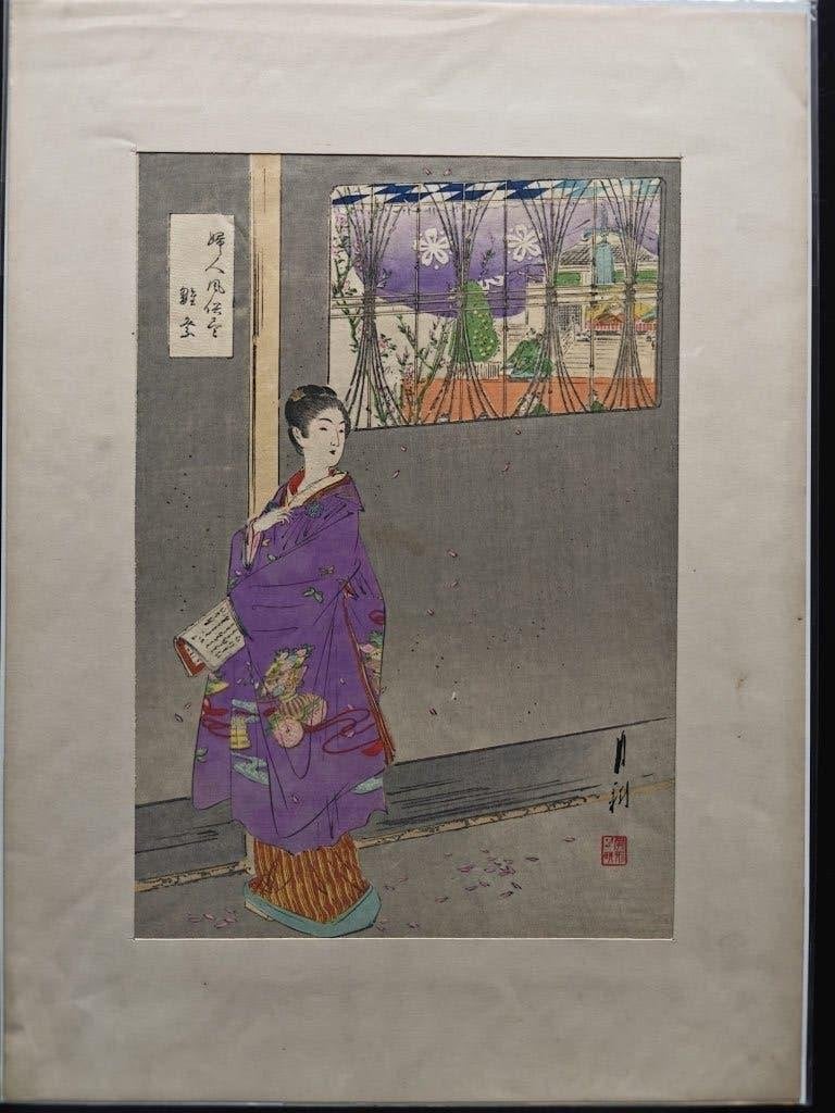 Japanse houtblok print "Doll Festival" door Ogata Gekko, Overige typen, Ophalen of Verzenden, Papier/karton, Handgemaakt