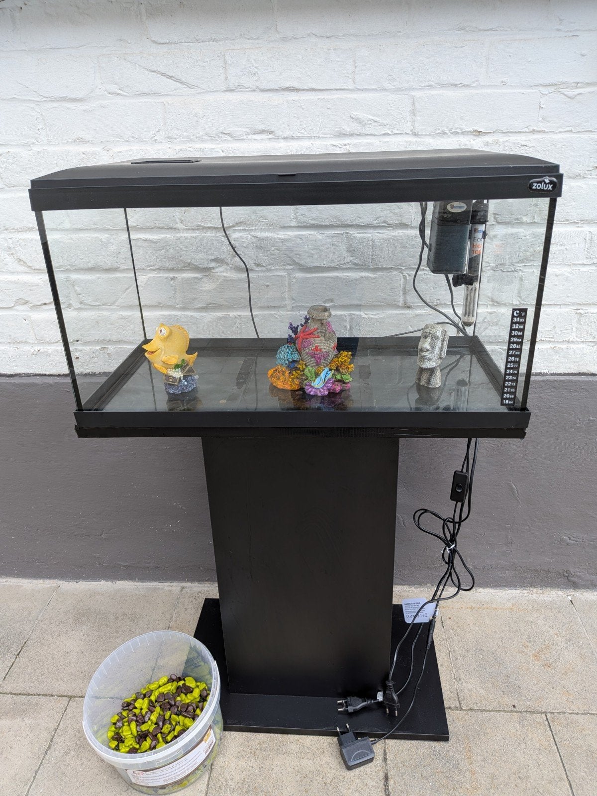 Aquarium 60L met meubel, Dieren en Toebehoren, Vissen | Aquaria en Toebehoren, Ophalen, Verwarming, Decoratie