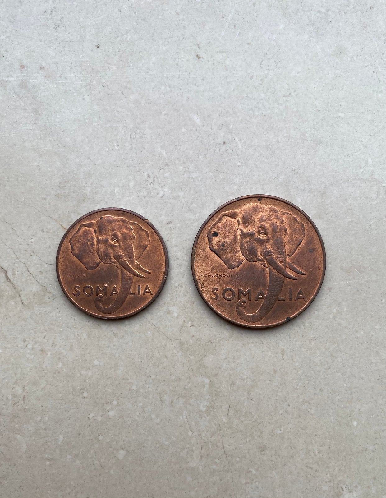 Lot de pièces anciennes Somalie - 5 & 10 Centesimi 1950, Enlèvement ou Envoi, Italie