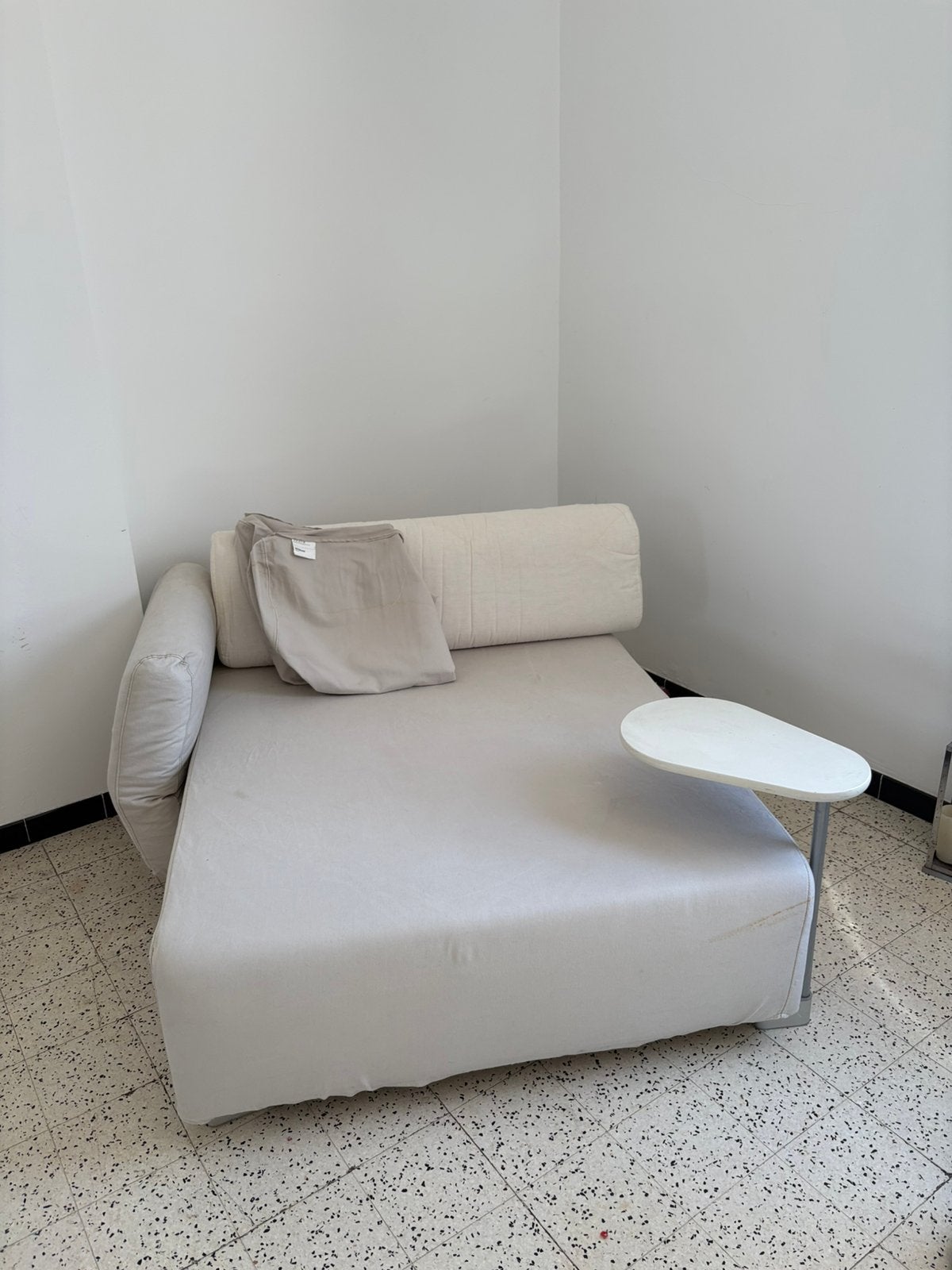 Canapé modulable de 150x150 cm, déhoussable, avec tablette, Maison & Meubles, Enlèvement, Utilisé, Beige
