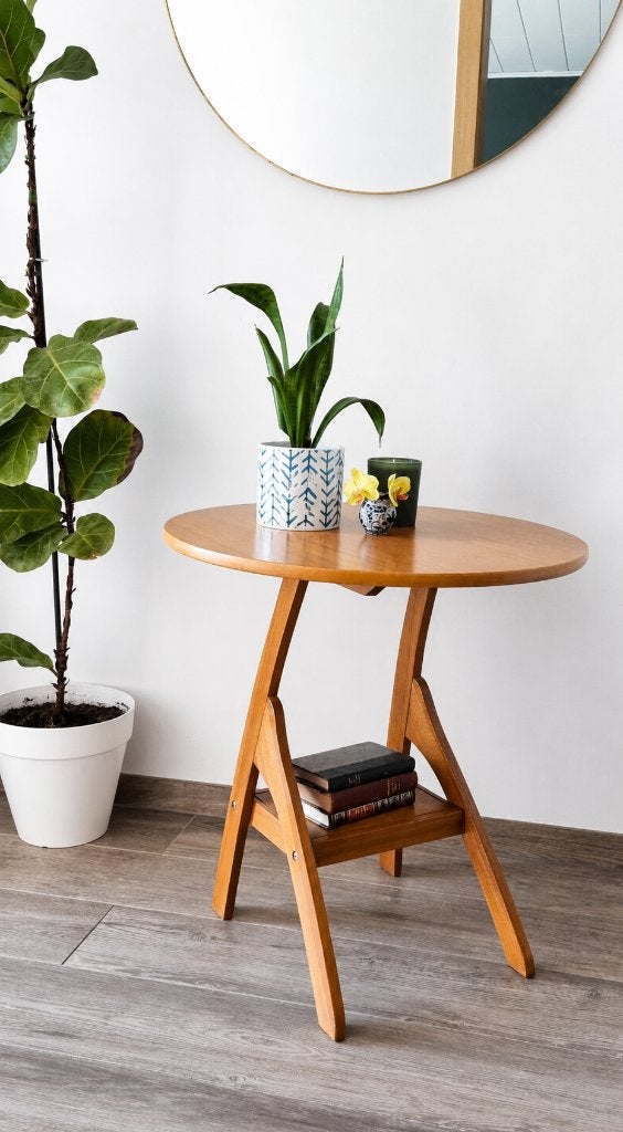 Vintage Teakhouten  Mid-Century Bijzettafel, Antiquités & Art, Enlèvement