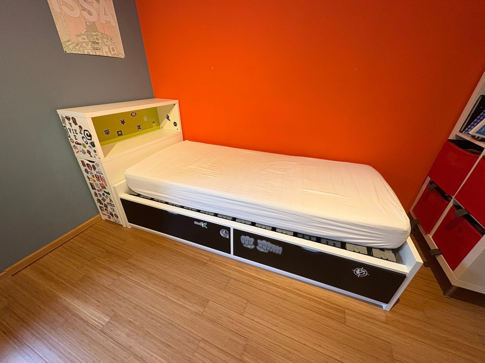 Ensemble armoire et lit IKEA 1 personne, 100 cm, Une personne, Enlèvement, Utilisé
