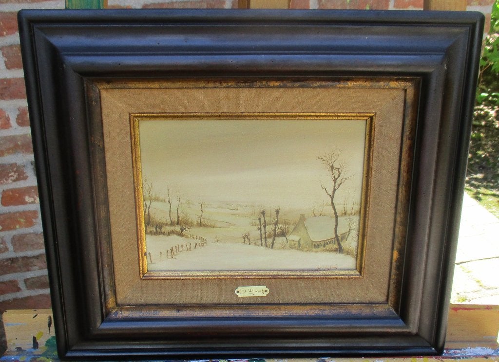 Piet Willequet ( Oudenaarde 1950 ) Winterlandschap, Antiek en Kunst, Doek, Realistisch, Ophalen of Verzenden, Landschap