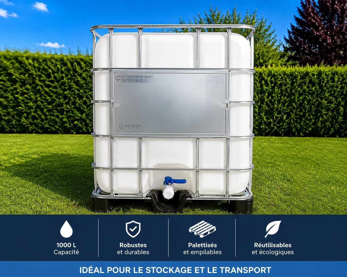 Citerne a eau 1000l blanc alimentaire, Enlèvement, Comme neuf
