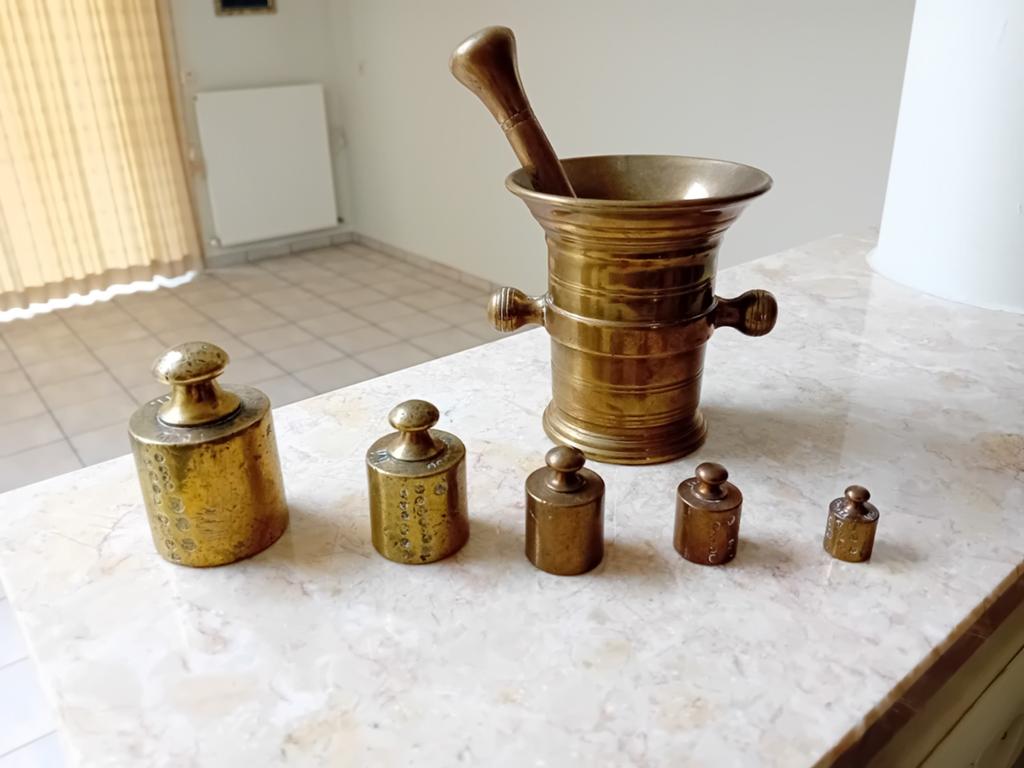 Koperen vijzel plus gewichtjes, Antiek en Kunst, Ophalen