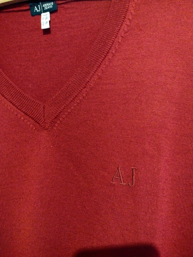 Pull Armani Jeans, XXL, 100 % laine, comme neuf, Rouge, Armani Jeans, Enlèvement ou Envoi, Taille 56/58 (XL)