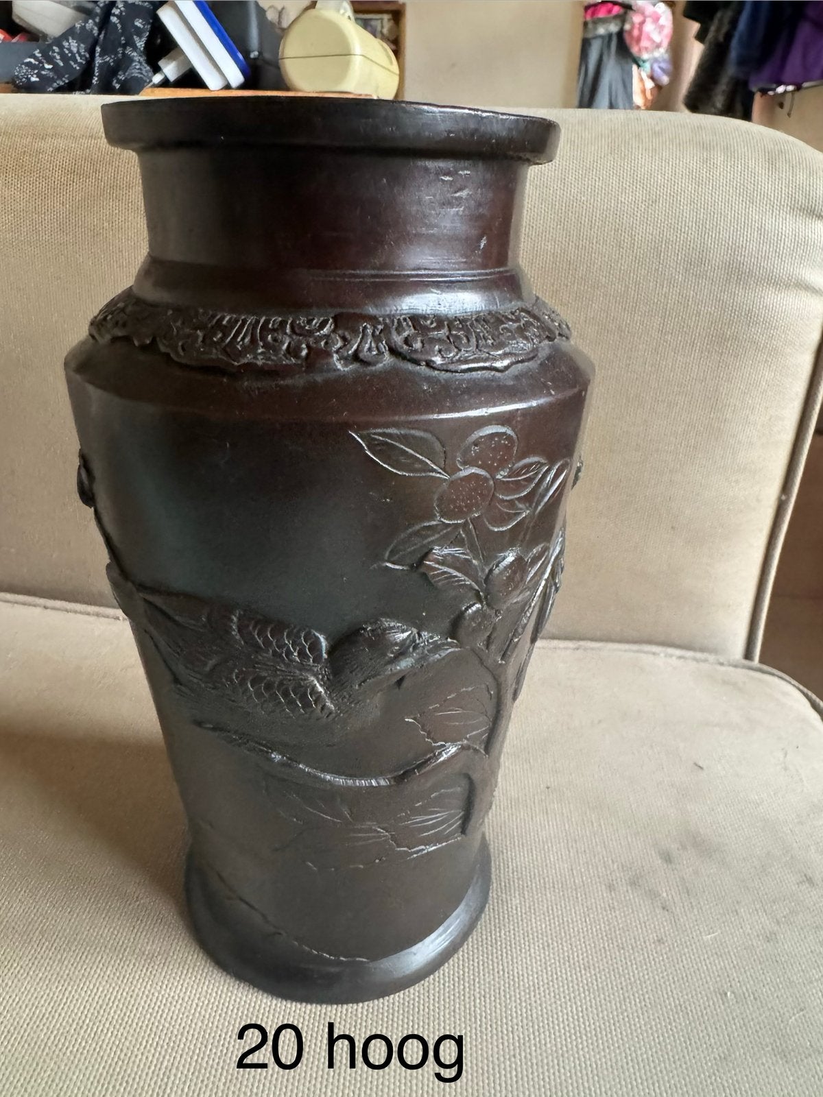Antieke Japanse Meiji bronzen vaas, Ophalen of Verzenden, Brons