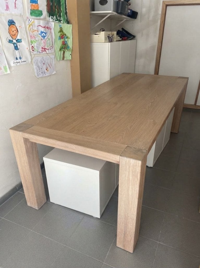 Massieve eiken eettafel, Huis en Inrichting, Ophalen, Gebruikt, Eikenhout