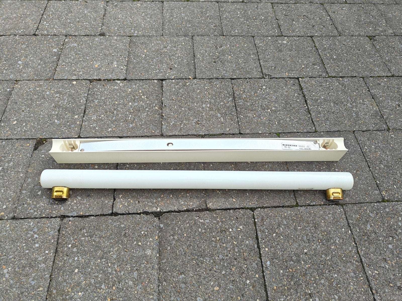 2 sets Vintage Erco armaturen+Osram Linestra buislampen S14s, Ophalen, Nieuw, Overige vormen, Wandlamp