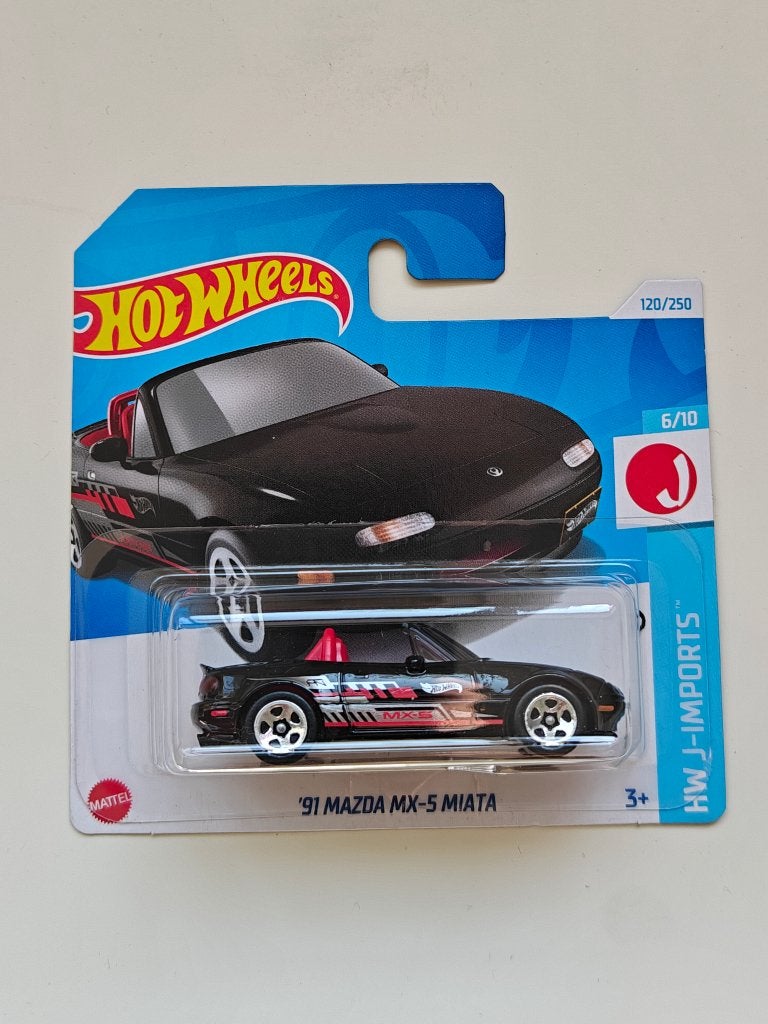 Hot Wheels '91 Mazda MX-5 Miata Zwart HW J-Imports, Hobby en Vrije tijd, Ophalen of Verzenden, Zo goed als nieuw, Auto
