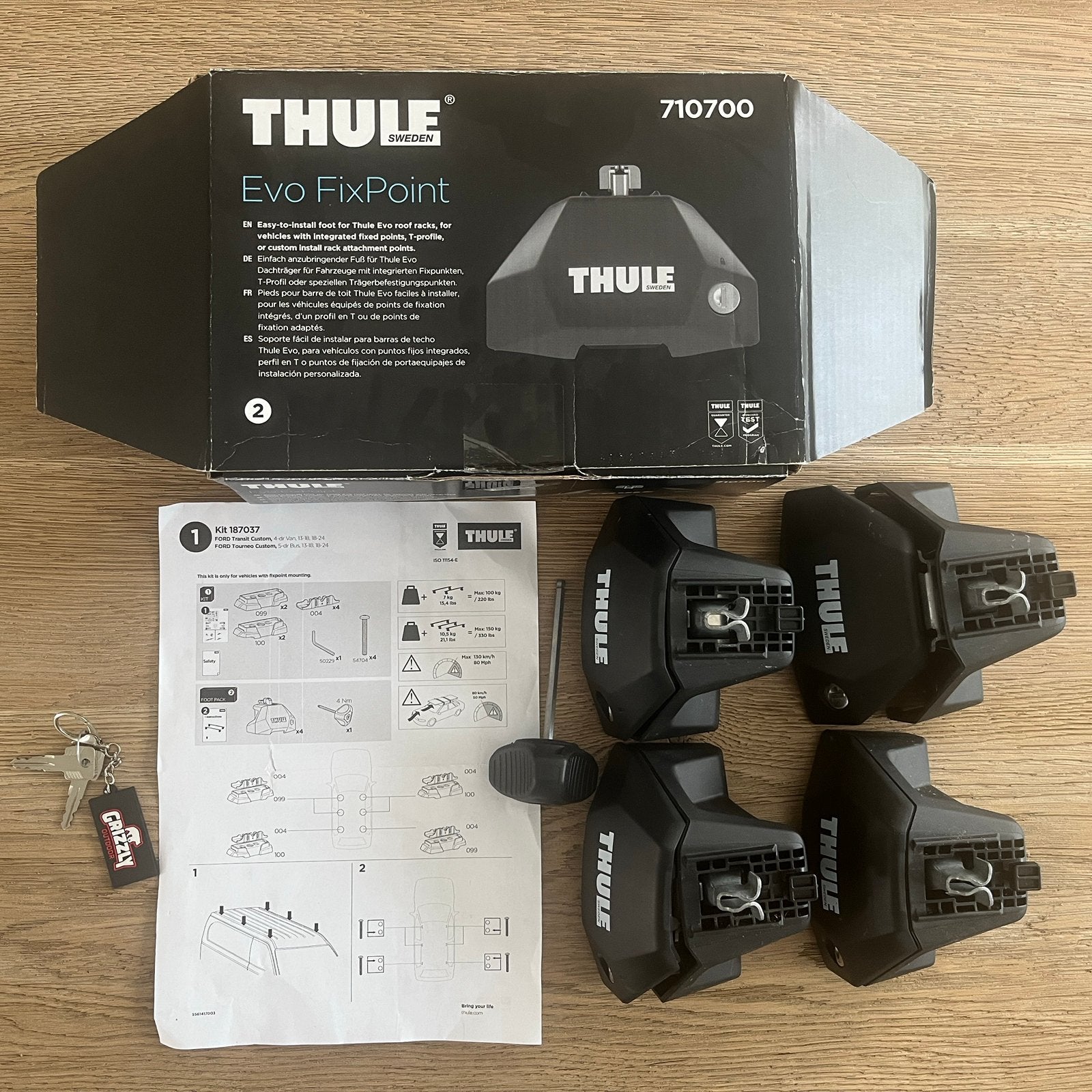 Thule Evo Fix Point 710700 + kit 187037 Ford Transit Custom, Auto diversen, Dakdragers, Ophalen, Zo goed als nieuw