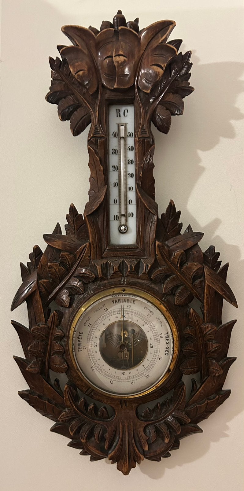 Baromètre ancien de la Forêt-Noire avec thermomètre., Enlèvement, Utilisé, Baromètre