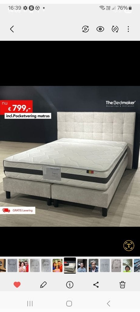 Boxspring 1.60 op 2m. Ophalen Mechelen, Ophalen, Beige, Tweepersoons, Zo goed als nieuw
